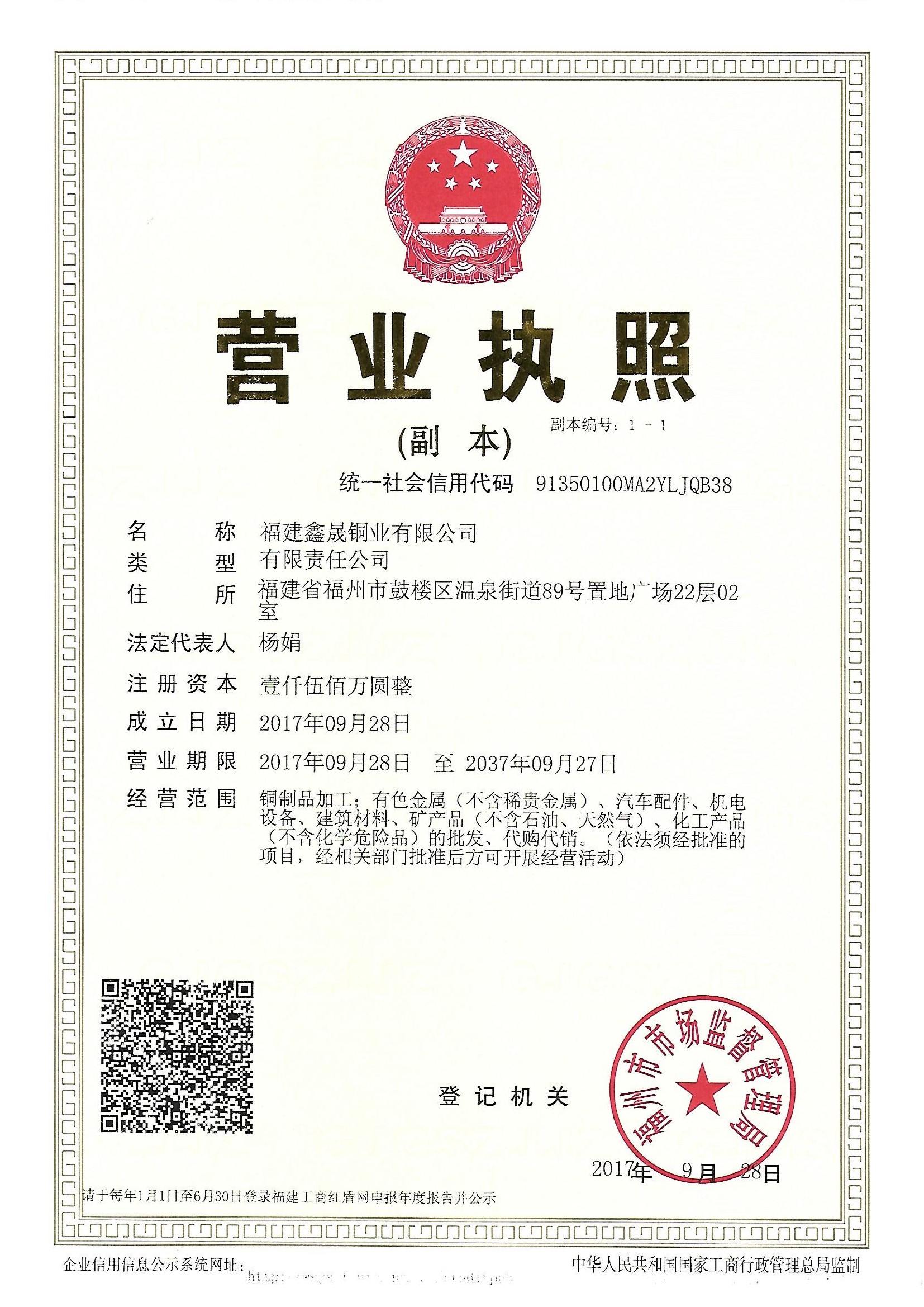 8188www威尼斯铜业营业执照